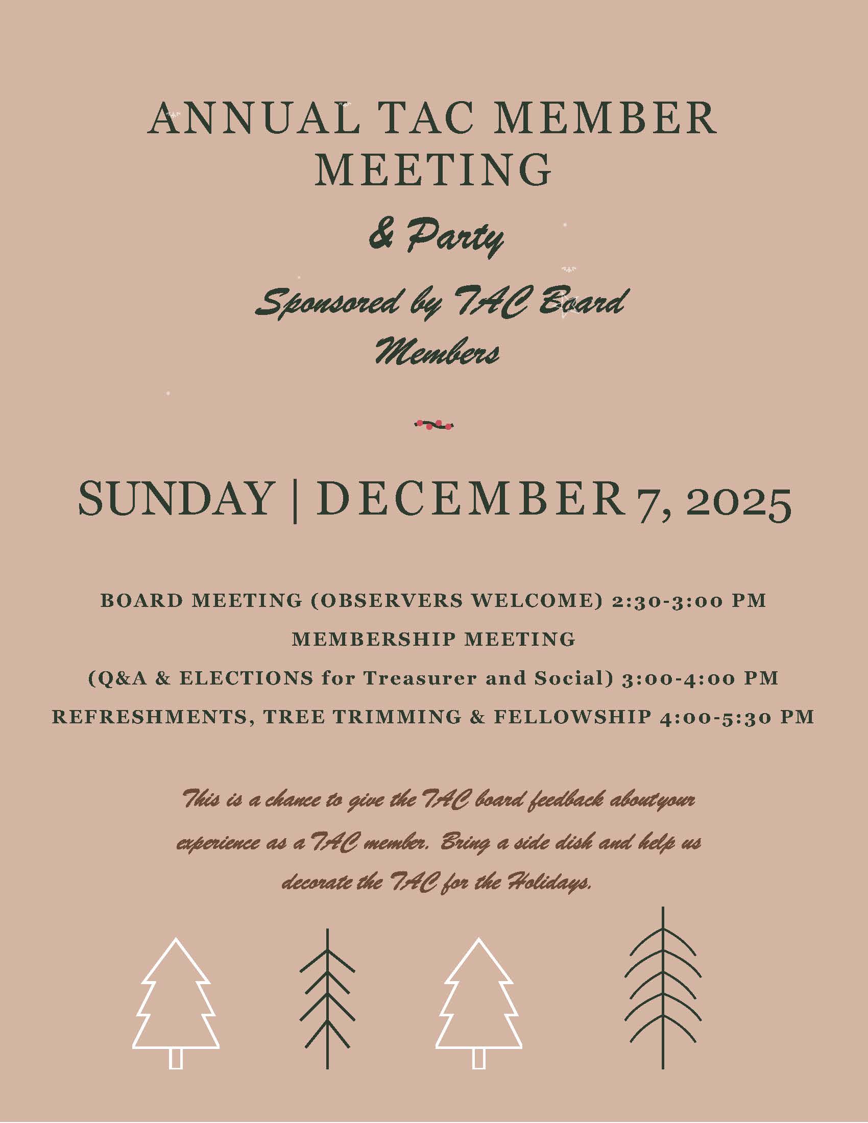 Annual TAC Member Meeting & Party Flyer